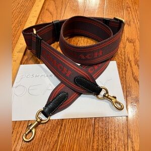 COACH like new tonal signature webbing crossbody canvas logo novelty strap brass